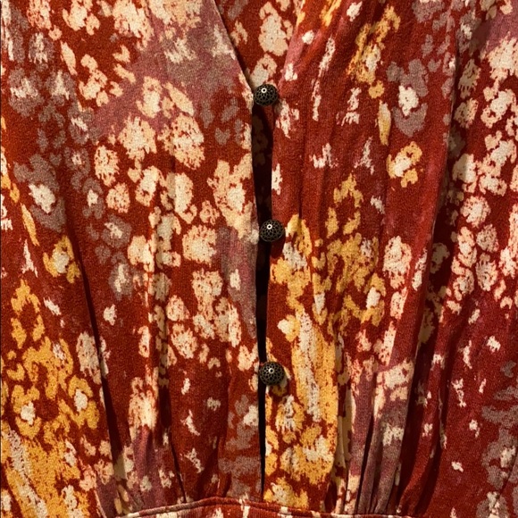 Free People Heartsbeat Mini Dress in Red ditsy floral rust combo size L NWT New - Picture 8 of 16